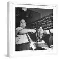 Cook in the Napoli Restaurant Holding up an Octopus, a Delicacy in Argentina-Thomas D^ Mcavoy-Framed Photographic Print