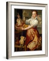 Cook with chicken (1574)-Joachim Bueckelaer-Framed Giclee Print