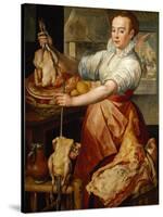 Cook with chicken (1574)-Joachim Bueckelaer-Stretched Canvas