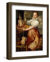 Cook with chicken (1574)-Joachim Bueckelaer-Framed Giclee Print