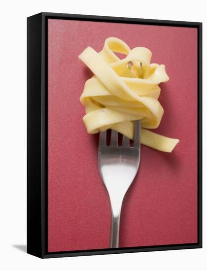 Cooked Ribbon Pasta on a Fork-null-Framed Stretched Canvas