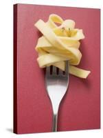 Cooked Ribbon Pasta on a Fork-null-Stretched Canvas