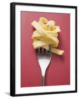 Cooked Ribbon Pasta on a Fork-null-Framed Photographic Print