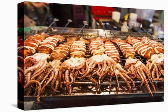 Cooked Squid, Shilin Night Market, Taipei, Taiwan, Asia-Michael Runkel-Stretched Canvas