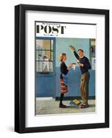 "Cookie Tester," Saturday Evening Post Cover, May 28, 1960-George Hughes-Framed Giclee Print