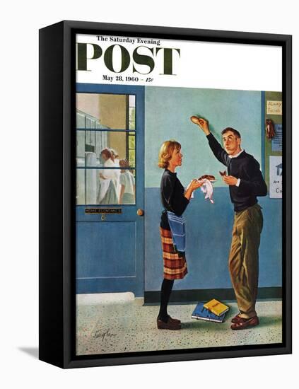 "Cookie Tester," Saturday Evening Post Cover, May 28, 1960-George Hughes-Framed Stretched Canvas