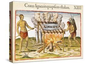 Cooking Fish, from "Admiranda Narratio...", 1585-88-John White-Stretched Canvas