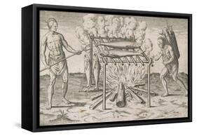 Cooking Fish-Theodore de Bry-Framed Stretched Canvas