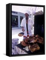 Cooking in a Jerk Hut, Jamaica, Caribbean-Greg Johnston-Framed Stretched Canvas