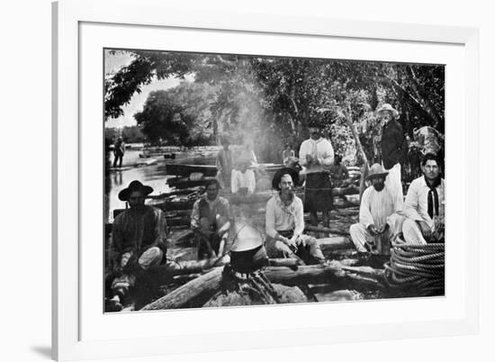 Cooking on a Raft, Paraguay, 1911-null-Framed Giclee Print