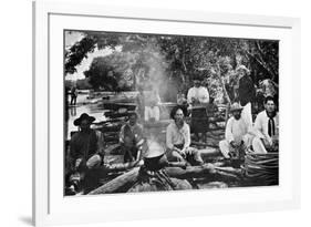 Cooking on a Raft, Paraguay, 1911-null-Framed Giclee Print