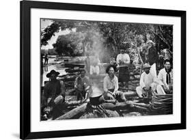 Cooking on a Raft, Paraguay, 1911-null-Framed Giclee Print