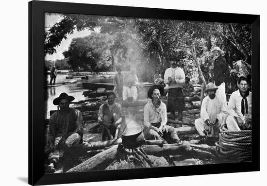 Cooking on a Raft, Paraguay, 1911-null-Framed Giclee Print