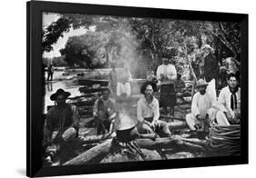 Cooking on a Raft, Paraguay, 1911-null-Framed Giclee Print