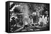 Cooking on a Raft, Paraguay, 1911-null-Framed Stretched Canvas