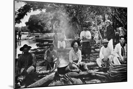 Cooking on a Raft, Paraguay, 1911-null-Mounted Premium Giclee Print
