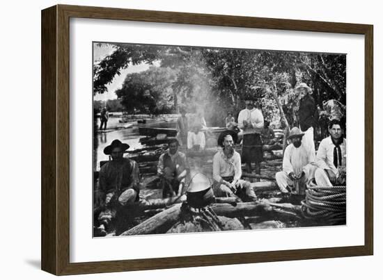 Cooking on a Raft, Paraguay, 1911-null-Framed Giclee Print