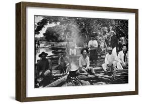 Cooking on a Raft, Paraguay, 1911-null-Framed Giclee Print