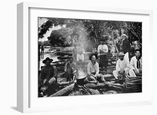 Cooking on a Raft, Paraguay, 1911-null-Framed Giclee Print