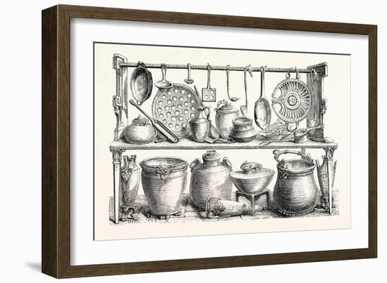 Cooking Utensils from Pompeii in the Museum at Naples-null-Framed Giclee Print