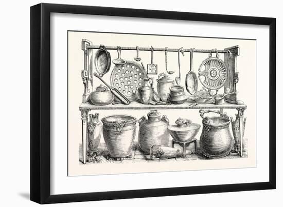 Cooking Utensils from Pompeii in the Museum at Naples-null-Framed Premium Giclee Print