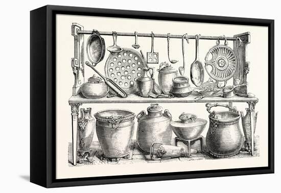 Cooking Utensils from Pompeii in the Museum at Naples-null-Framed Stretched Canvas