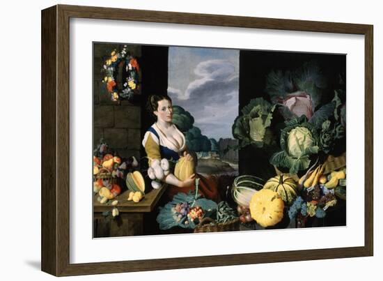 Cookmaid with Still Life of Vegetables and Fruit-Sir Nathaniel Bacon-Framed Giclee Print