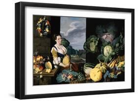 Cookmaid with Still Life of Vegetables and Fruit-Sir Nathaniel Bacon-Framed Giclee Print