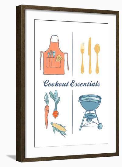 Cookout Essentials - Letterpress-Lantern Press-Framed Art Print