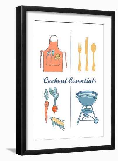 Cookout Essentials - Letterpress-Lantern Press-Framed Art Print