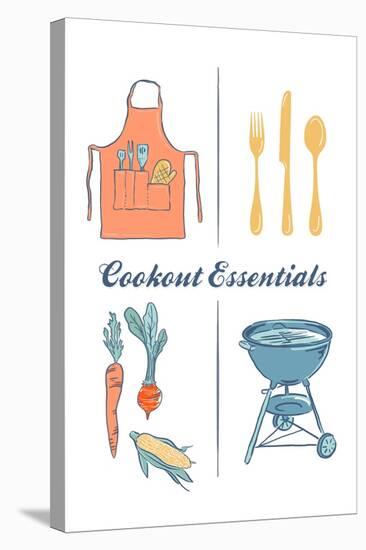 Cookout Essentials - Letterpress-Lantern Press-Stretched Canvas