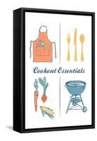 Cookout Essentials - Letterpress-Lantern Press-Framed Stretched Canvas