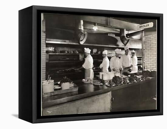 Cooks at the Broiler in the Kitchen of the Hotel Commodore, 1919-Byron Company-Framed Stretched Canvas