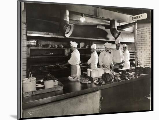 Cooks at the Broiler in the Kitchen of the Hotel Commodore, 1919-Byron Company-Mounted Giclee Print