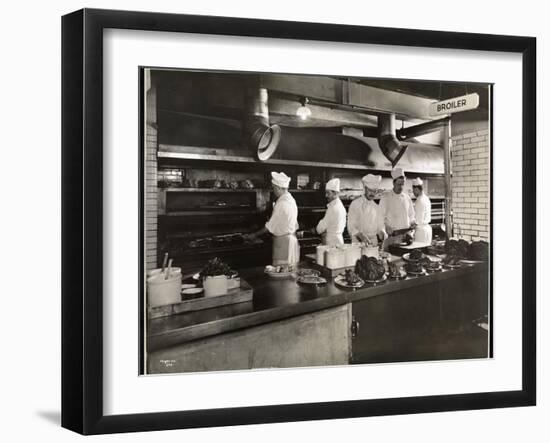 Cooks at the Broiler in the Kitchen of the Hotel Commodore, 1919-Byron Company-Framed Giclee Print