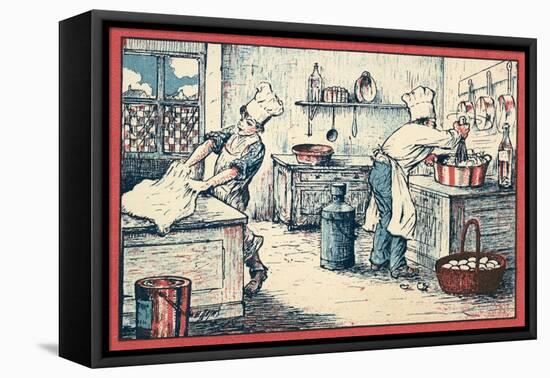 Cooks Working in a Kitchen-null-Framed Stretched Canvas