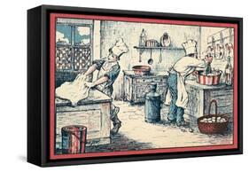 Cooks Working in a Kitchen-null-Framed Stretched Canvas