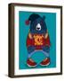 Cool Bear Character Vector Design for Tee-braingraph-Framed Art Print