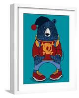 Cool Bear Character Vector Design for Tee-braingraph-Framed Art Print