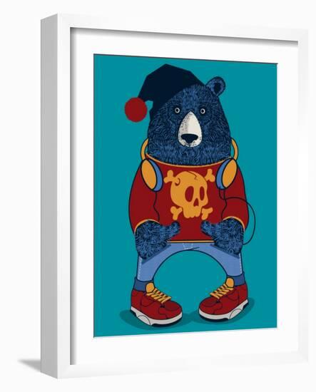 Cool Bear Character Vector Design for Tee-braingraph-Framed Art Print