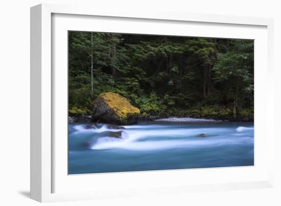 Cool Blue Waters Of North Fork Of Nooksack River Along Horseshoe Bend Trail In Glacier Washington-Jay Goodrich-Framed Photographic Print