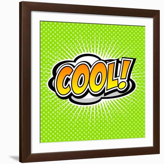 Cool! Comic Speech Bubble, Cartoon-jirawatp-Framed Art Print