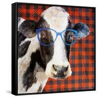 Cool Cow on Pattern-Lanie Loreth-Framed Stretched Canvas