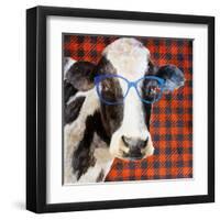 Cool Cow on Pattern-Lanie Loreth-Framed Art Print