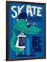 Cool, Cute Monster Crocodiles Character. Skate, Skateboard-braingraph-Framed Art Print