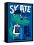 Cool, Cute Monster Crocodiles Character. Skate, Skateboard-braingraph-Framed Stretched Canvas