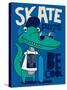 Cool, Cute Monster Crocodiles Character. Skate, Skateboard-braingraph-Stretched Canvas