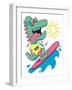 Cool, Cute Monster Crocodiles Character. Surfer, Surf, Surfboard-braingraph-Framed Art Print