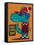 Cool Dinosaur Character Design-braingraph-Framed Stretched Canvas