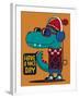 Cool Dinosaur Character Design-braingraph-Framed Art Print